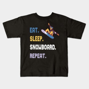 eat sleep snowboarding winter sports snowbord gift Kids T-Shirt